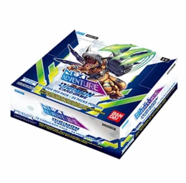 Digimon TCG - Next Adventure Booster Box (BT07).
Celkově v této edici naleznete 120 různých Digimon karet:

44x Common
30x Uncommon
26x Rare
10x Super Rare
2x Secret Rare
8x Campaign Rares

Pokud s karetní hrou Digimon teprve začínáte a chcete se dozvědět více, určitě se podívejte na náš úvodní článek, který vám představí nejen o co jde, ale zároveň vám vysvětlí základní principy a pravidla hry.