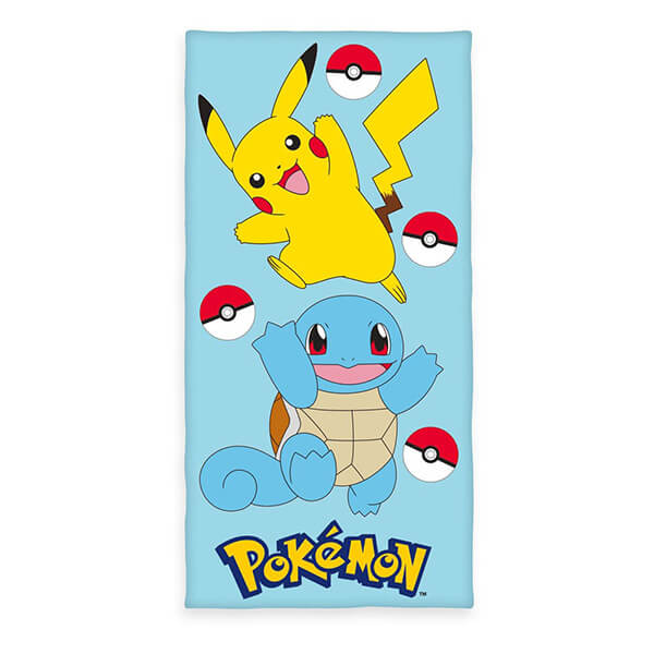 Osuška Pokémon Pikachu a Squirtle (75 x 150 cm)