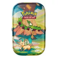 Pokémon mini plechovka Vibrant Paldea se dvěma booster balíčky karet - Leafeon a Arboliva
